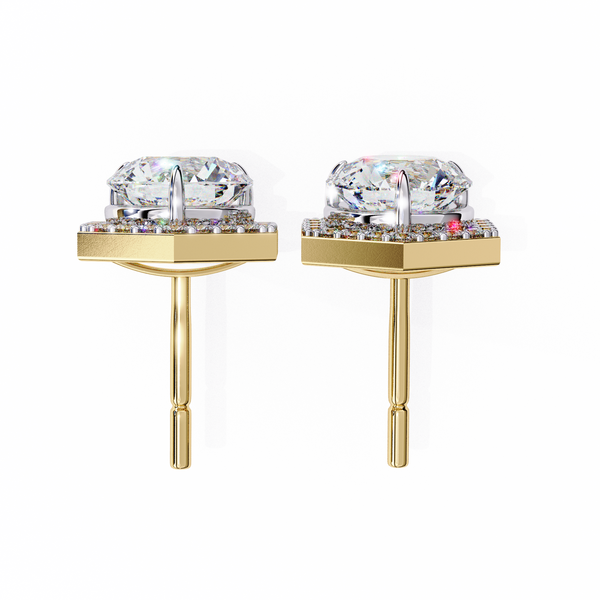 Solitairekart 2.1ct Hexagonal Halo Natural Diamond Stud Earrings-H Color, VS1 Clarity3